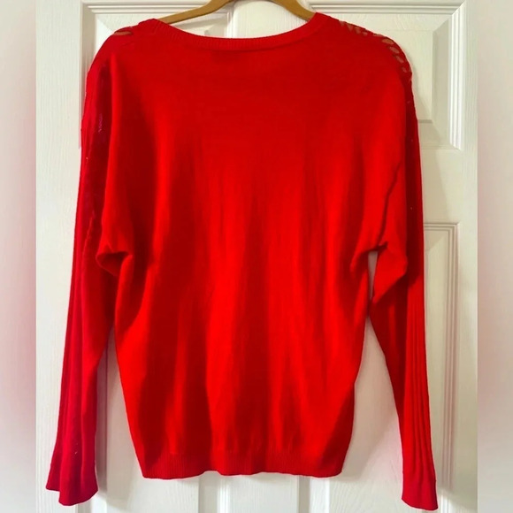 Sandro cotton red sweater with cutout front detail  size small - Picture 2 of 6